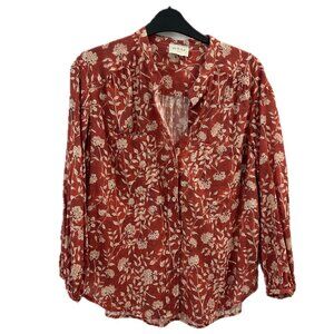 Wrap London collarless printed blouse, Med
